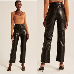 Abercrombie & Fitch Vegan Leather Ultra High Rise Ankle Straight Pant